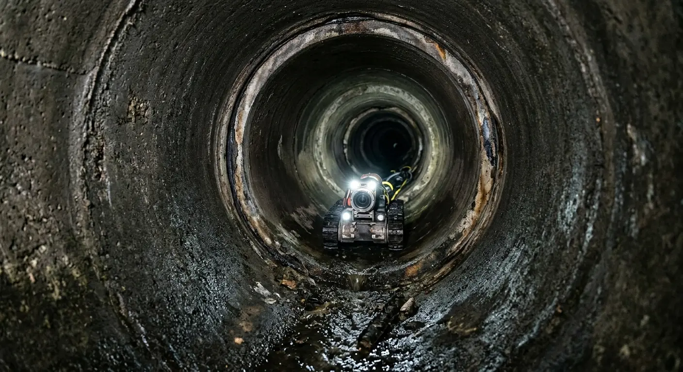 Robotic sewer camera inspecting pipe interior for Drain Snake Service in Lanett